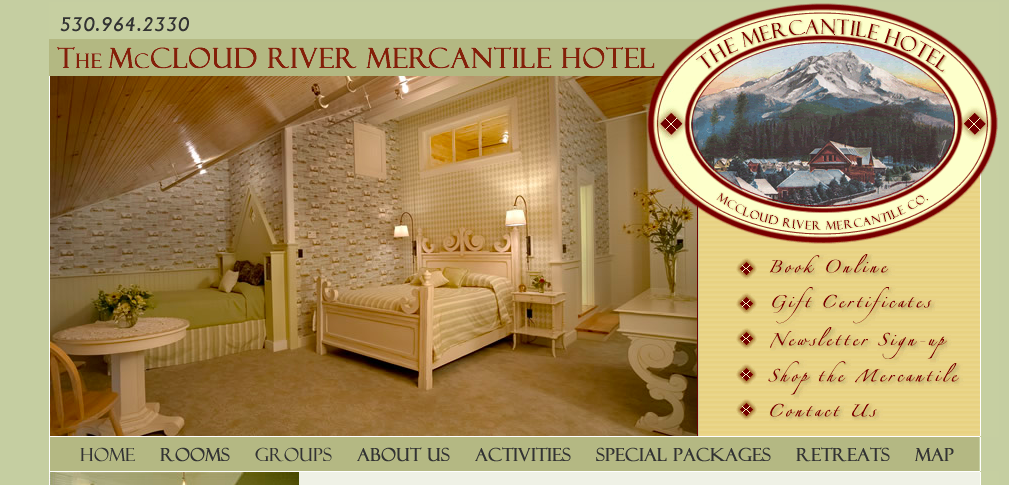 McCloud River Mercantile Hotel in McCloud, California. A quaint town in the mountains of Northern California.