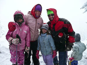 Here we are, braving the elements at Crater Lake while snowshoeing at Crater Lake