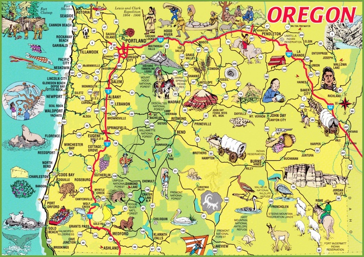 Pictorial map of Oregon