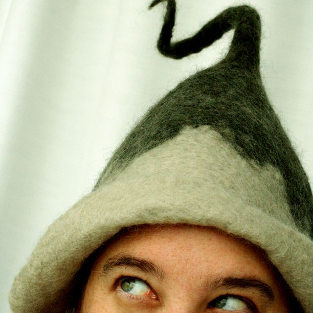Melanie McMinn wearing one of the hats she felted herself | Frugal Kiwi