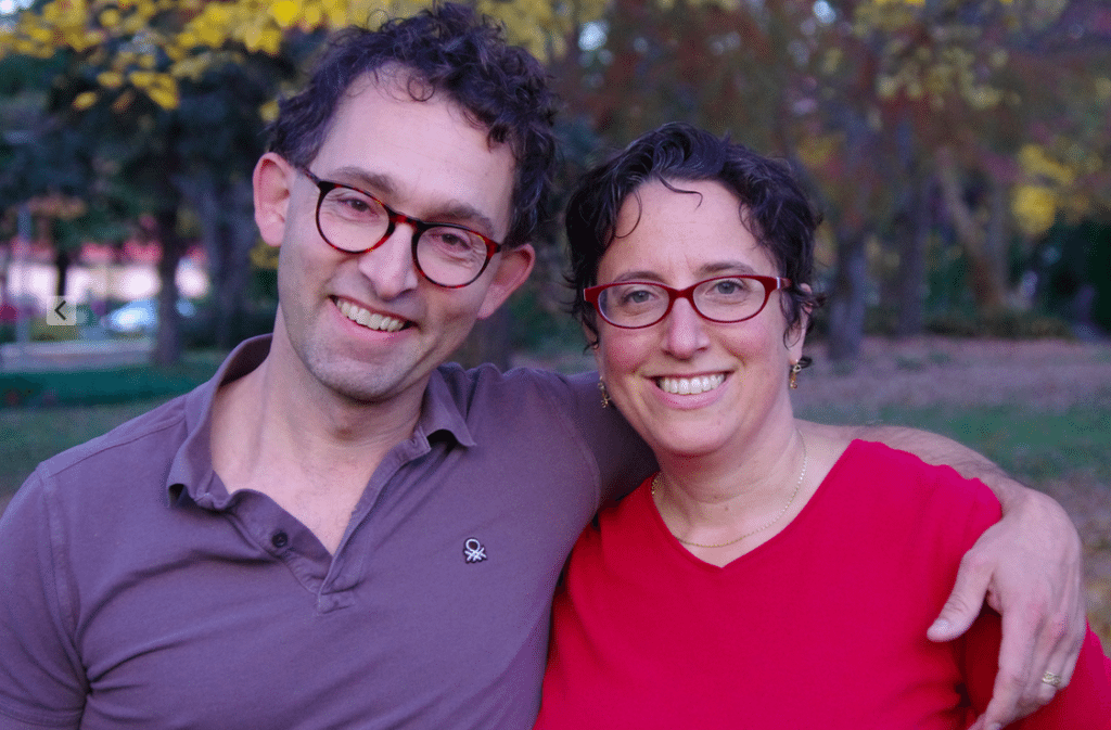 The author and her husband. He thinks she's crazy for trying to eliminate packaging and reduce the plastic in their lives. Via Jennifer Margulis, Ph.D.