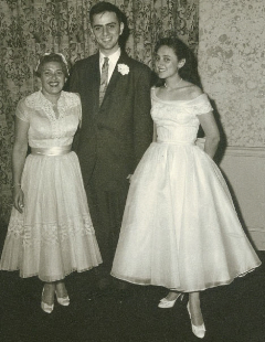 My mom (right) and her mom with Carl Sagan at their wedding. She was 19 years old. Photo courtesy of Lynn Margulis Estate.