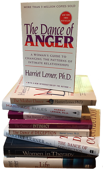 Marriage is hard. A book by Harriet Lerner, Ph.D., called Marriage Rules, makes it just a little easier. Photo of a stack of Dr. Lerner's books via Jennifer Margulis, Ph.D.