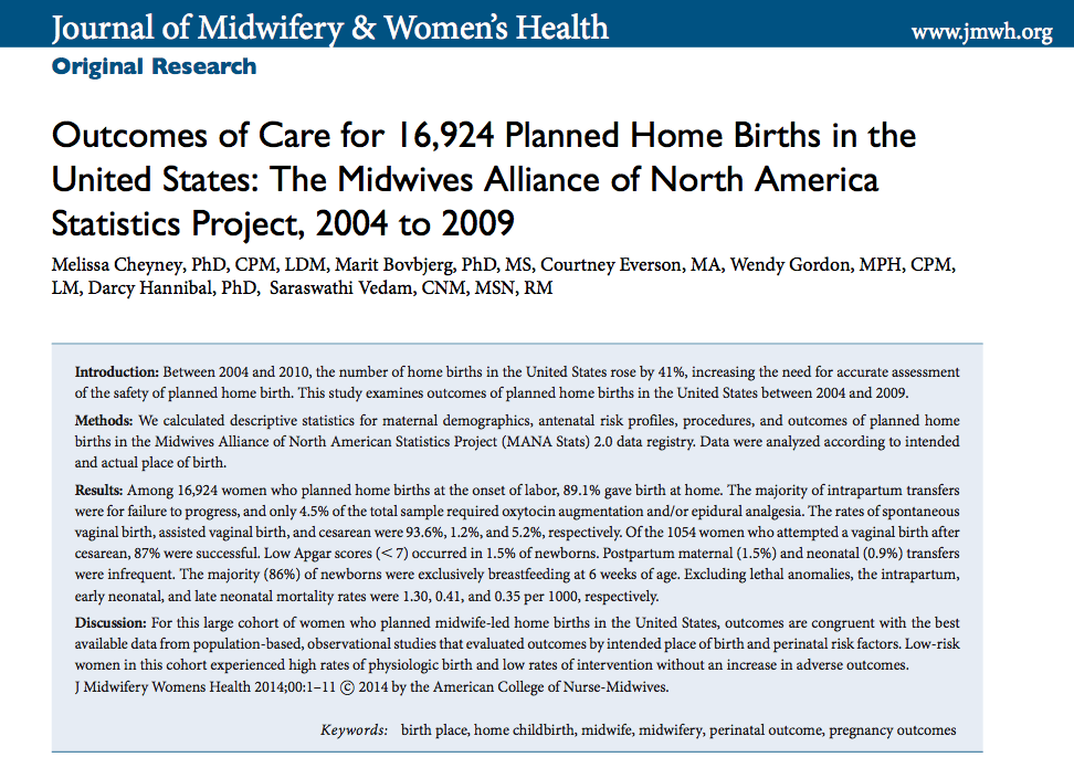 Breaking news: the largest study of planned home birth in the United States to date, of nearly 17,000 low-risk women, finds that home birth is a safer option than hospital birth. Women had much lower rates of C-sections and much higher rates of successful breastfeeding