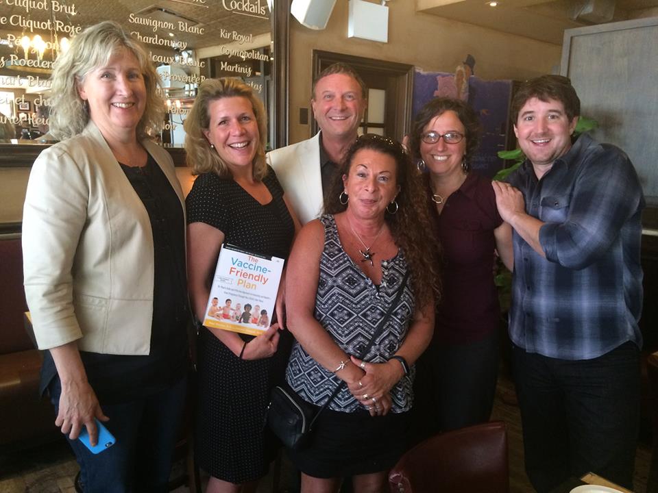 Jennifer Margulis, Ph.D., with her co-author Dr. Paul Thomas, M.D., as well as (from left to right) Stephanie Tade, Marnie Cochrane, Maiya Thomas, and Michael Cook. Marnie is showing off the galley of Paul and Jennifer's forthcoming book