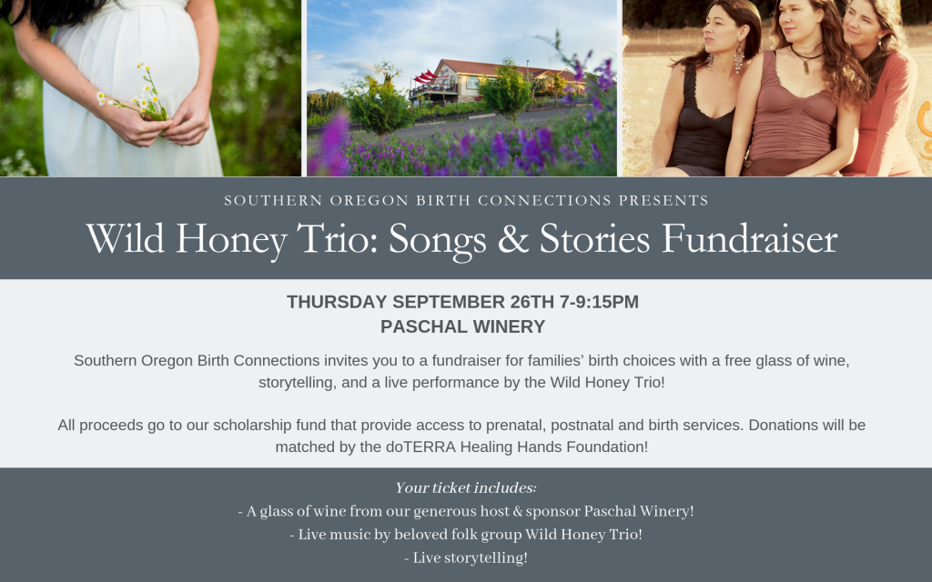 Wild Honey Trio fundraiser for Southern Oregon Birth Connections 